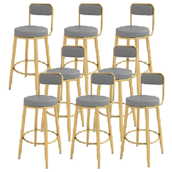 Contemporary Iron Counter Height Stools Low Back Bar Stool for Living Room