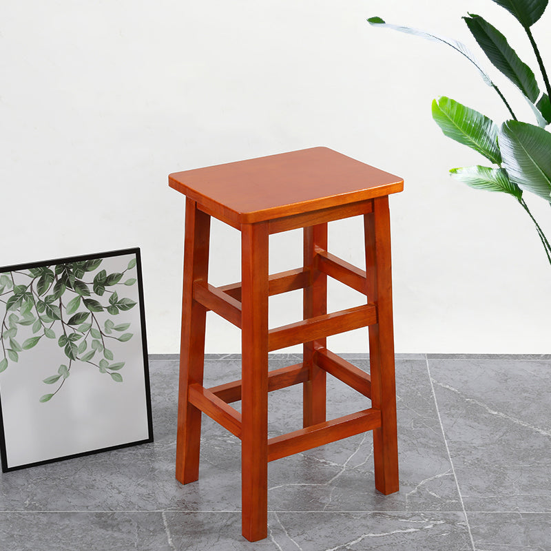 Backless Solid Wood Counter Stool Industrial Wooden Armless High Chair
