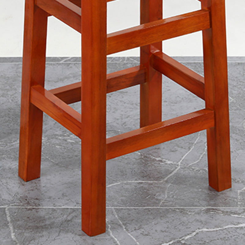 Backless Solid Wood Counter Stool Industrial Wooden Armless High Chair