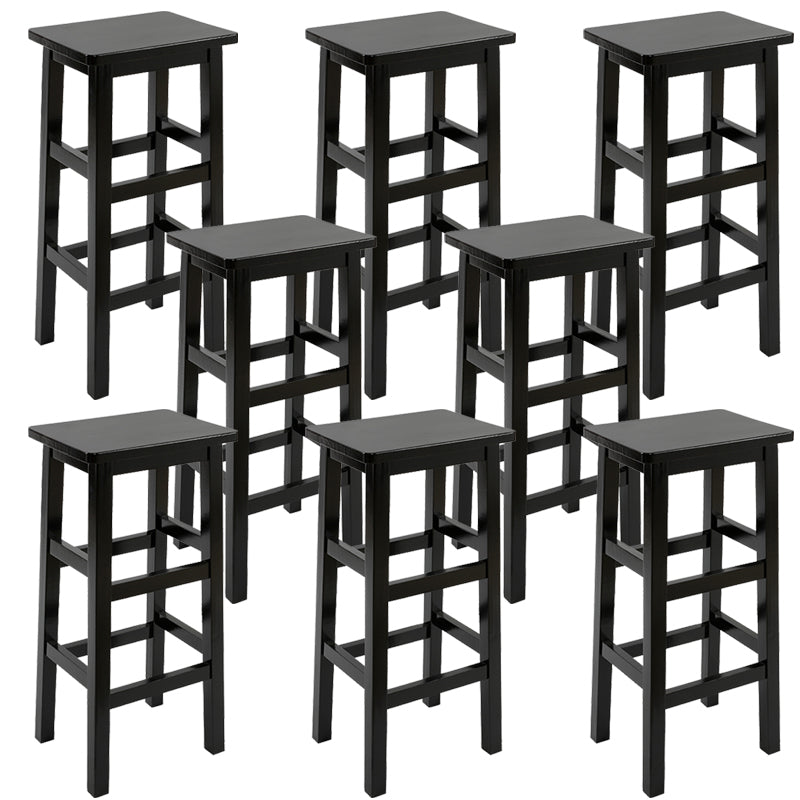 Backless Solid Wood Counter Stool Industrial Wooden Armless High Chair