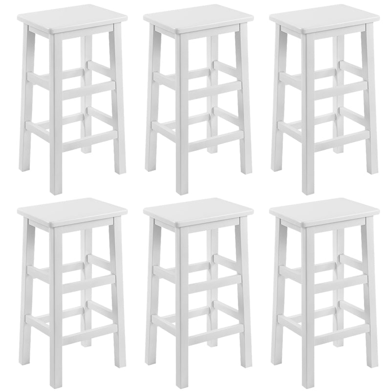Backless Solid Wood Counter Stool Industrial Wooden Armless High Chair
