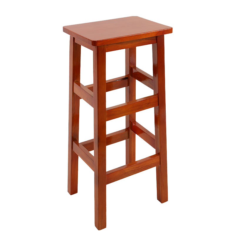 Backless Solid Wood Counter Stool Industrial Wooden Armless High Chair