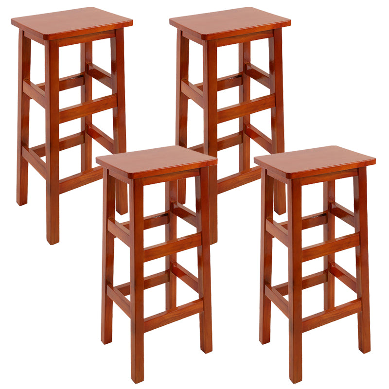 Backless Solid Wood Counter Stool Industrial Wooden Armless High Chair