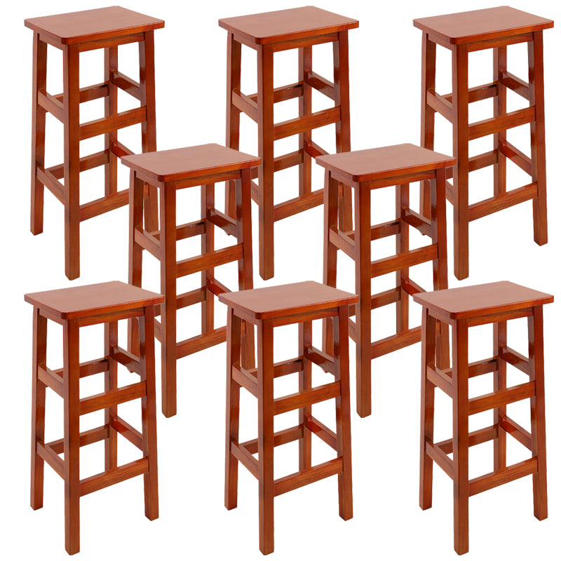 Backless Solid Wood Counter Stool Industrial Wooden Armless High Chair