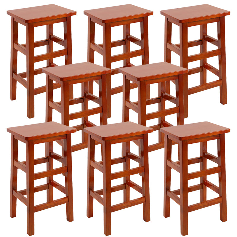 Backless Solid Wood Counter Stool Industrial Wooden Armless High Chair