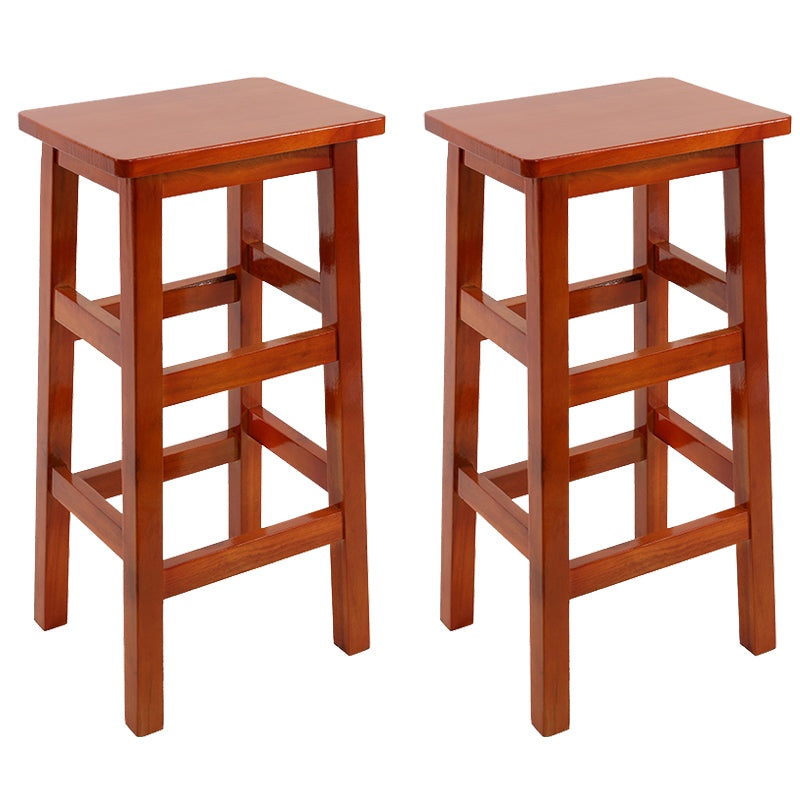 Backless Solid Wood Counter Stool Industrial Wooden Armless High Chair