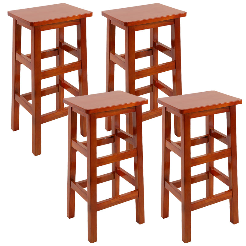 Backless Solid Wood Counter Stool Industrial Wooden Armless High Chair