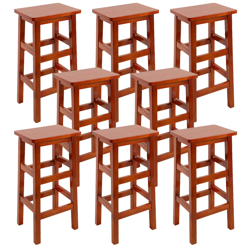 Backless Solid Wood Counter Stool Industrial Wooden Armless High Chair
