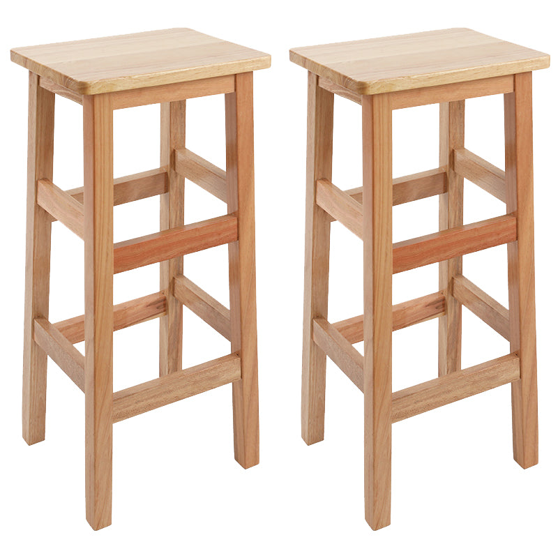 Backless Solid Wood Counter Stool Industrial Wooden Armless High Chair