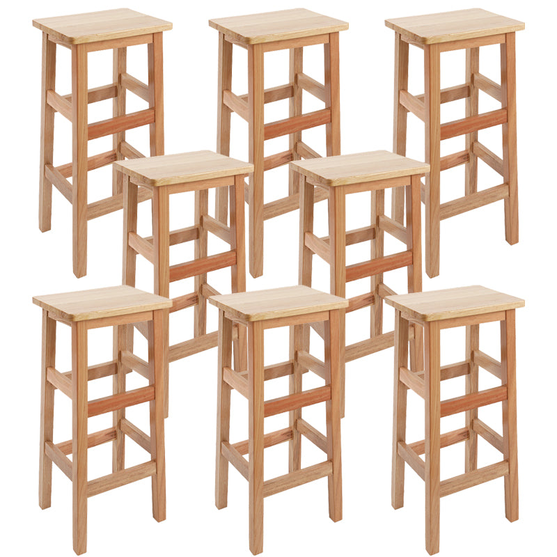 Backless Solid Wood Counter Stool Industrial Wooden Armless High Chair