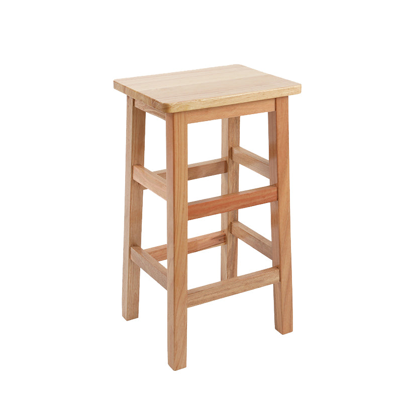 Backless Solid Wood Counter Stool Industrial Wooden Armless High Chair