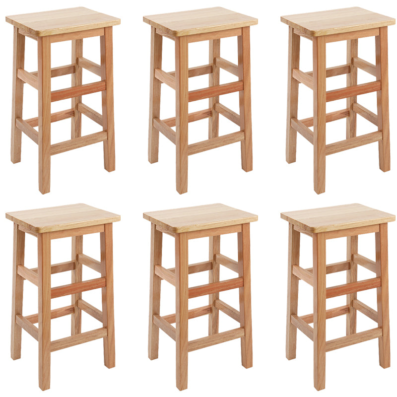 Backless Solid Wood Counter Stool Industrial Wooden Armless High Chair
