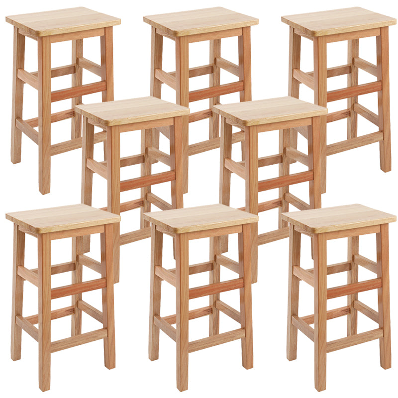 Backless Solid Wood Counter Stool Industrial Wooden Armless High Chair