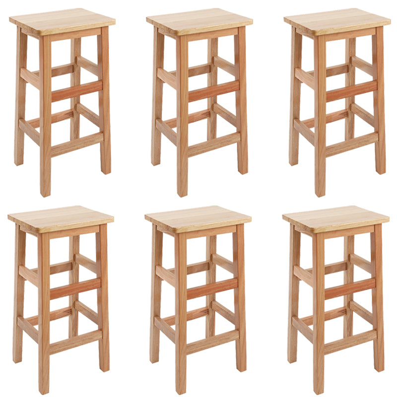 Backless Solid Wood Counter Stool Industrial Wooden Armless High Chair