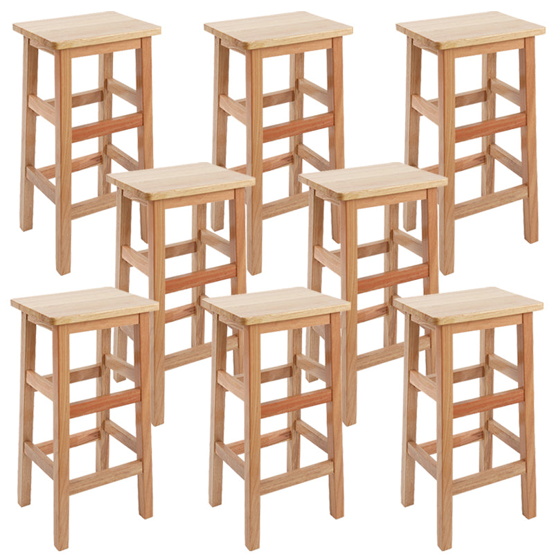 Backless Solid Wood Counter Stool Industrial Wooden Armless High Chair