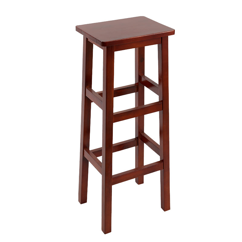 Backless Solid Wood Counter Stool Industrial Wooden Armless High Chair