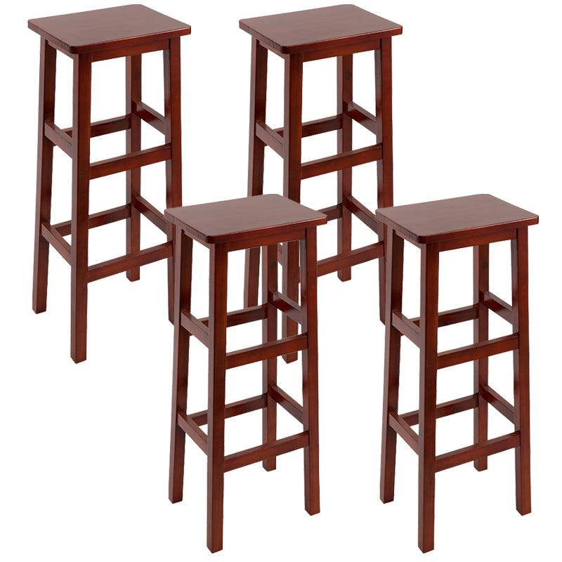 Backless Solid Wood Counter Stool Industrial Wooden Armless High Chair