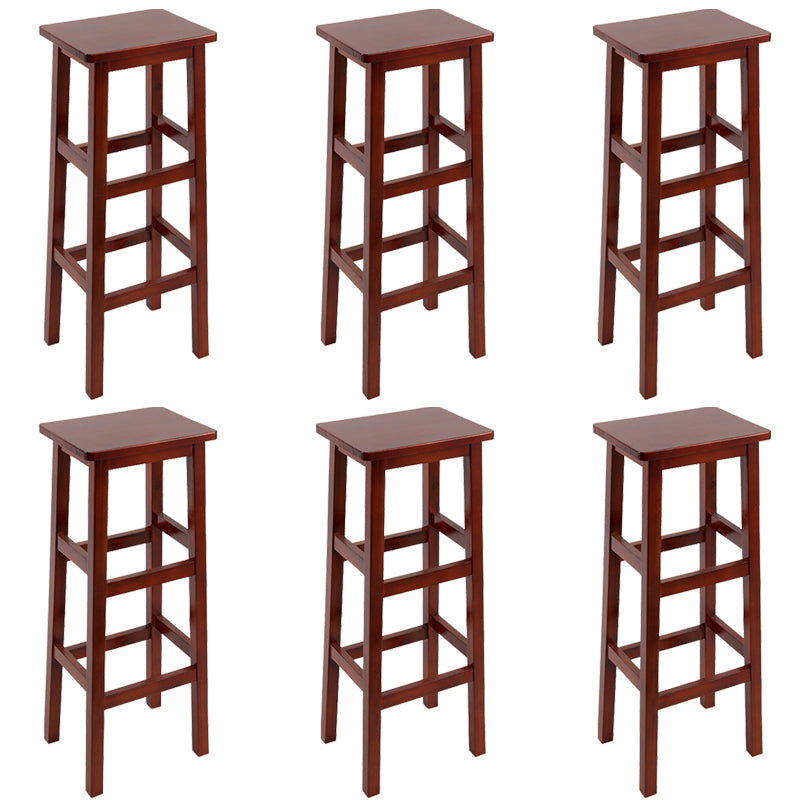 Backless Solid Wood Counter Stool Industrial Wooden Armless High Chair