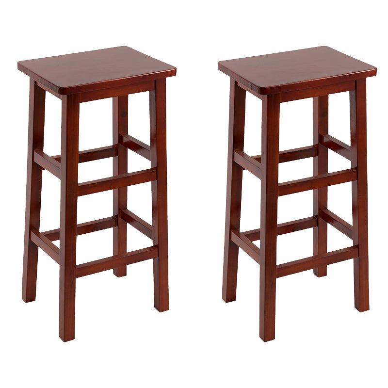 Backless Solid Wood Counter Stool Industrial Wooden Armless High Chair