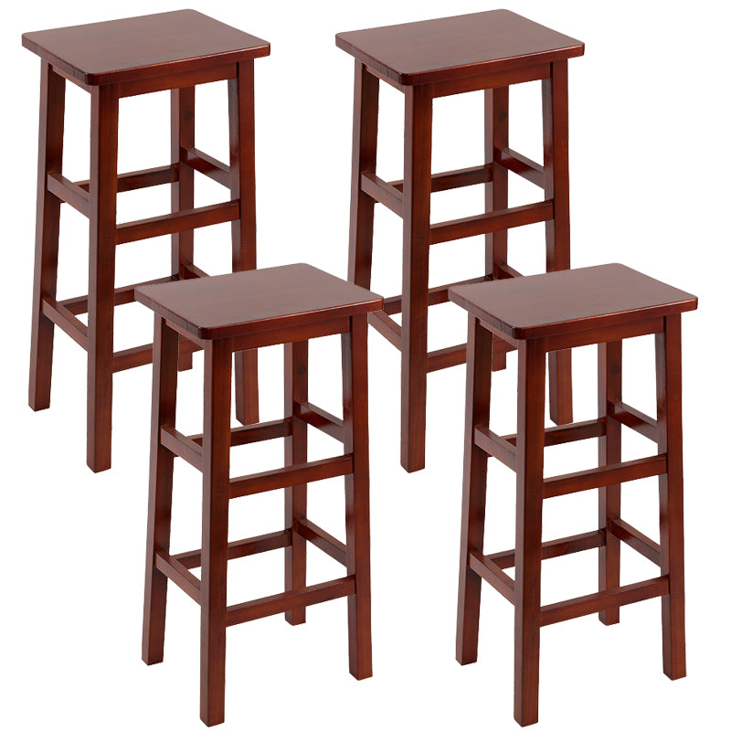 Backless Solid Wood Counter Stool Industrial Wooden Armless High Chair