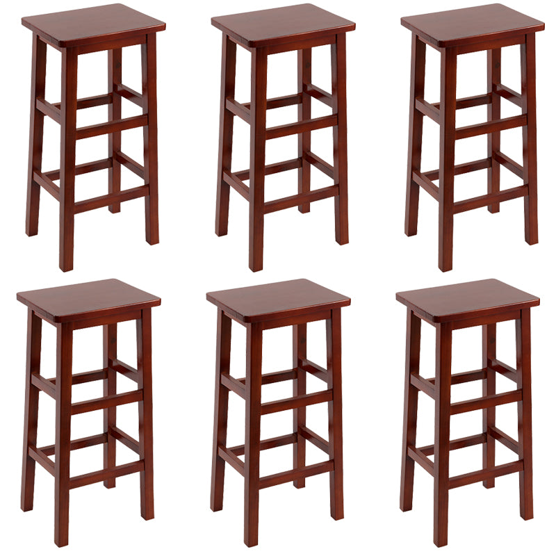 Backless Solid Wood Counter Stool Industrial Wooden Armless High Chair
