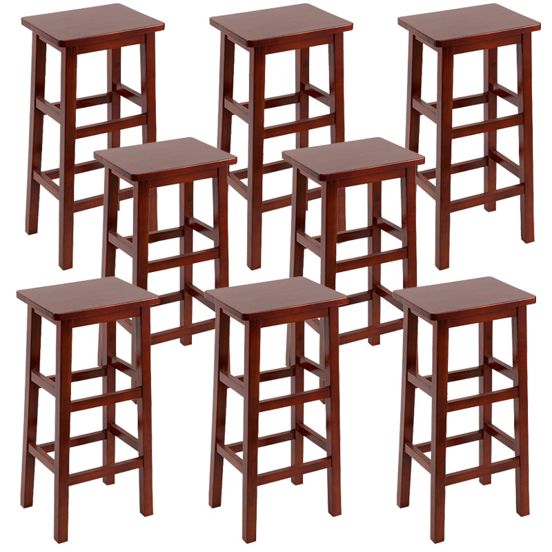 Backless Solid Wood Counter Stool Industrial Wooden Armless High Chair