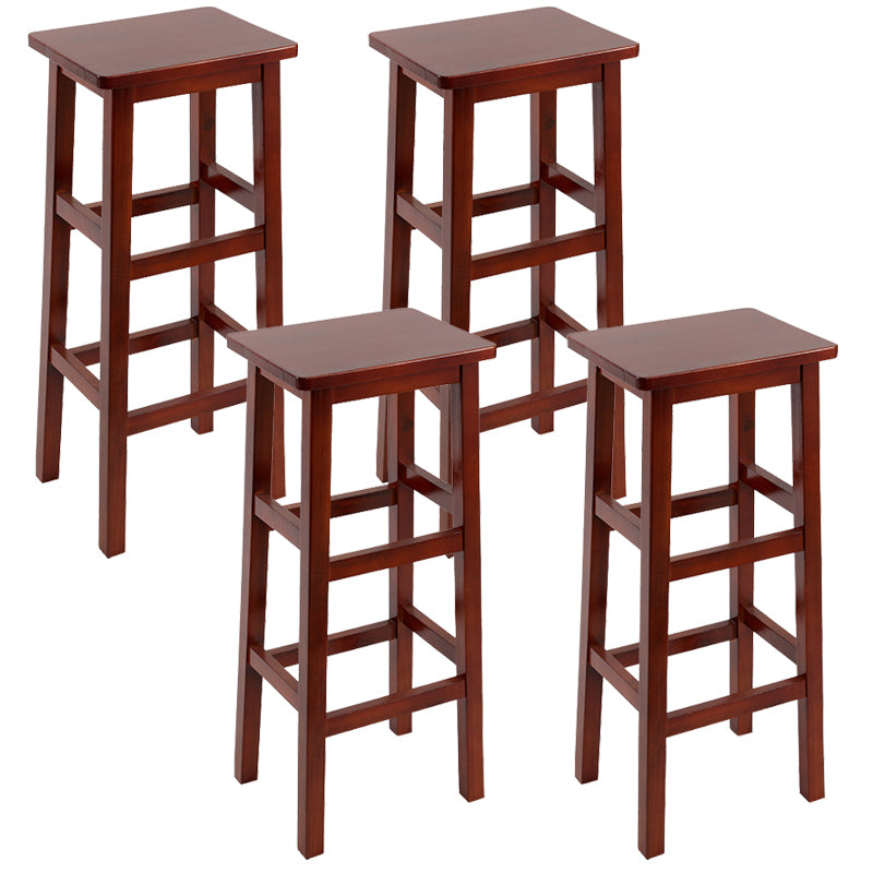 Backless Solid Wood Counter Stool Industrial Wooden Armless High Chair