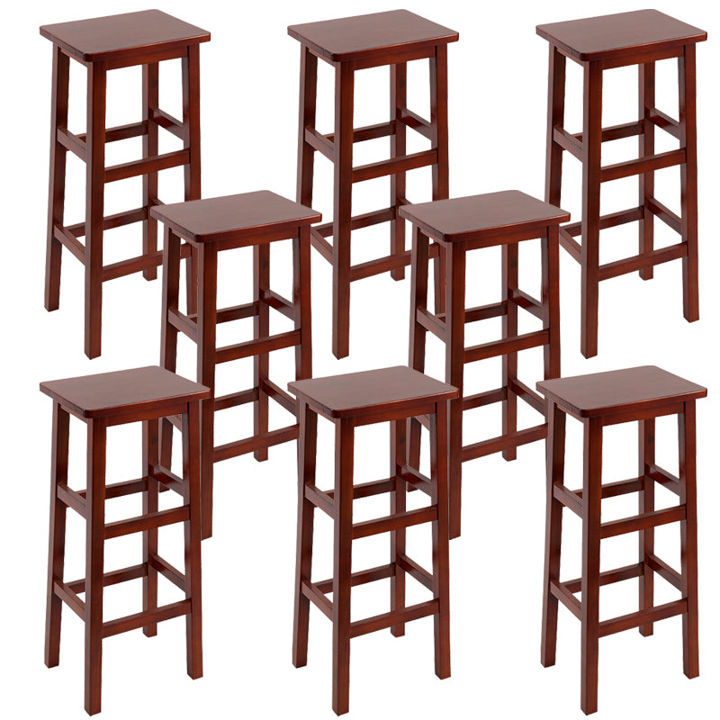 Backless Solid Wood Counter Stool Industrial Wooden Armless High Chair