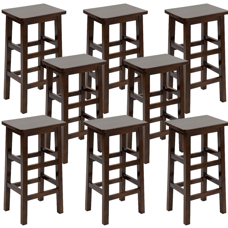 Backless Solid Wood Counter Stool Industrial Wooden Armless High Chair