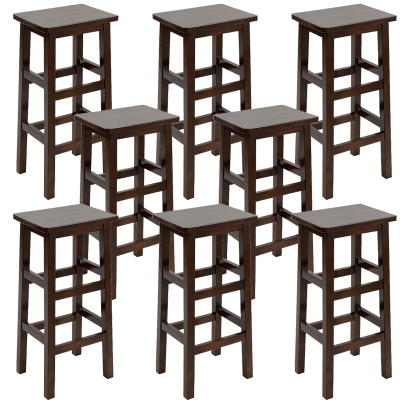 Backless Solid Wood Counter Stool Industrial Wooden Armless High Chair