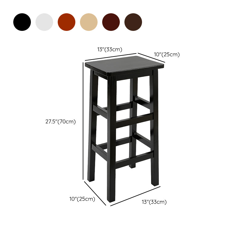 Backless Solid Wood Counter Stool Industrial Wooden Armless High Chair