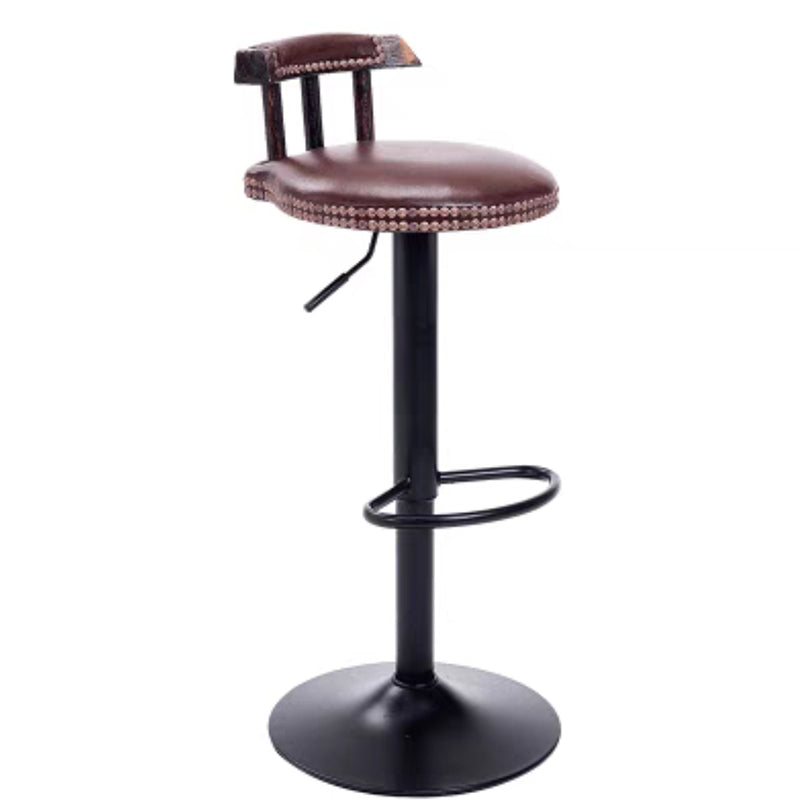 Industrial Backrest Chair with Metal Base Adjustable High Chair for Bistro Bar