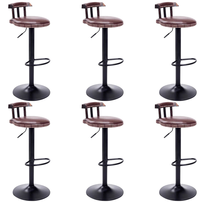 Industrial Backrest Chair with Metal Base Adjustable High Chair for Bistro Bar