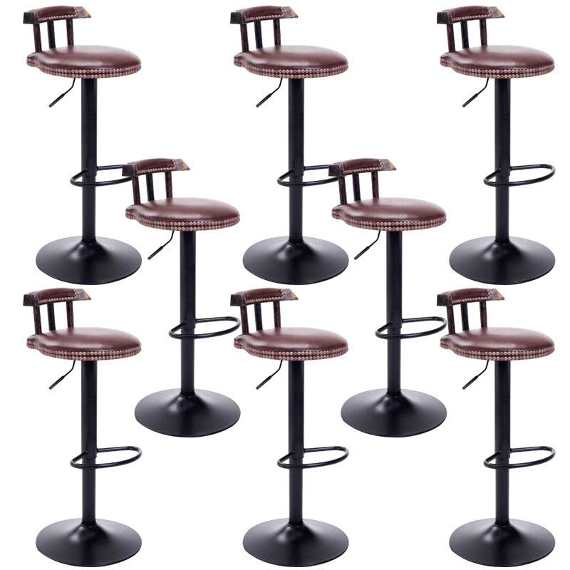 Industrial Backrest Chair with Metal Base Adjustable High Chair for Bistro Bar