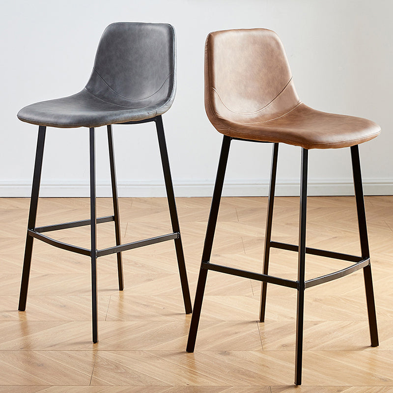 Faux Leather Armless Counter Stool Modern Style Low Back Bar Stool for Indoor