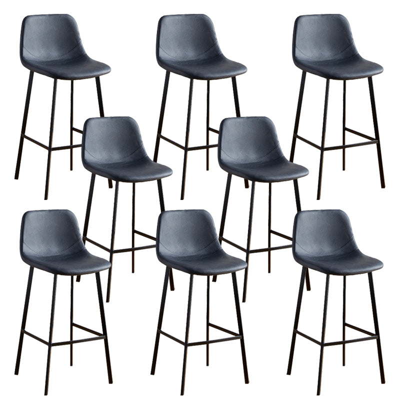 Faux Leather Armless Counter Stool Modern Style Low Back Bar Stool for Indoor