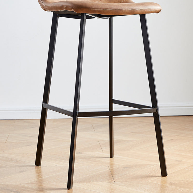 Faux Leather Armless Counter Stool Modern Style Low Back Bar Stool for Indoor