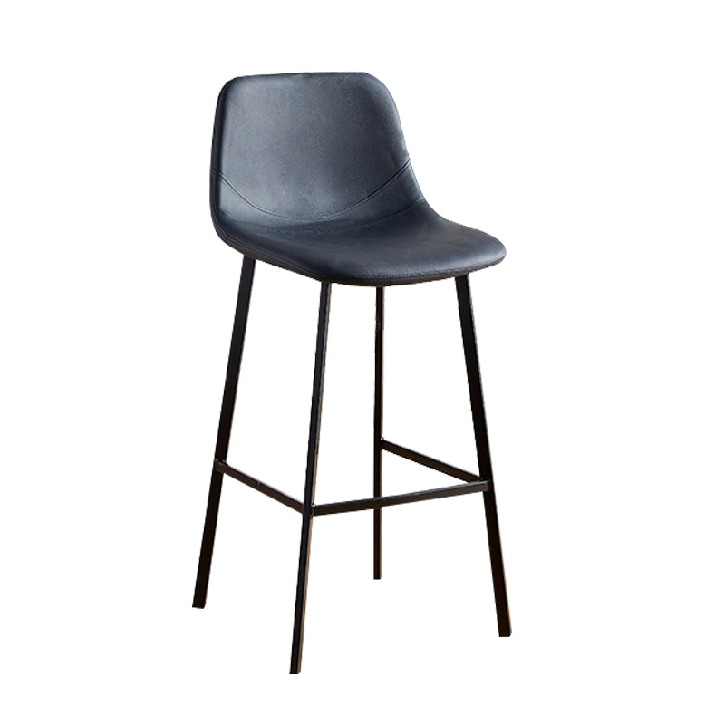 Faux Leather Armless Counter Stool Modern Style Low Back Bar Stool for Indoor