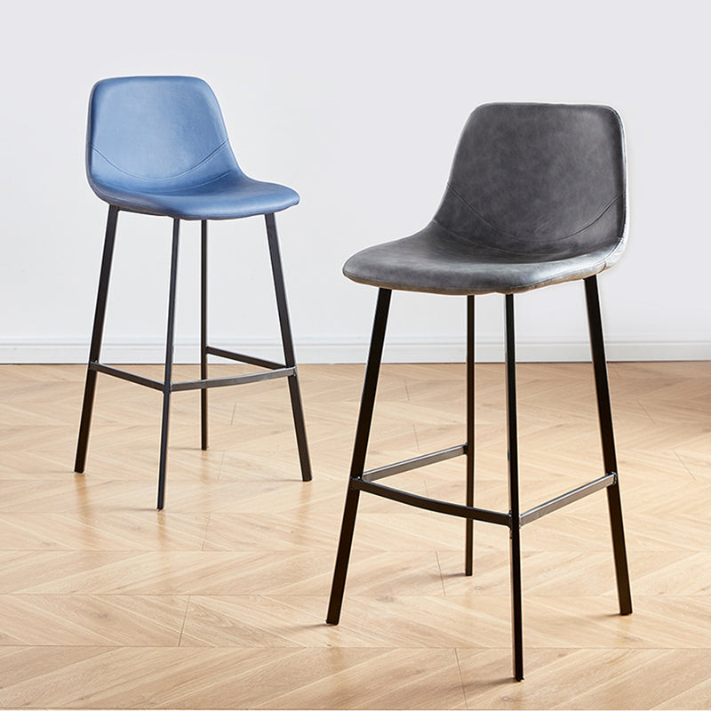 Faux Leather Armless Counter Stool Modern Style Low Back Bar Stool for Indoor