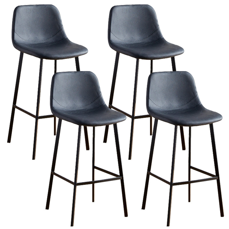 Faux Leather Armless Counter Stool Modern Style Low Back Bar Stool for Indoor