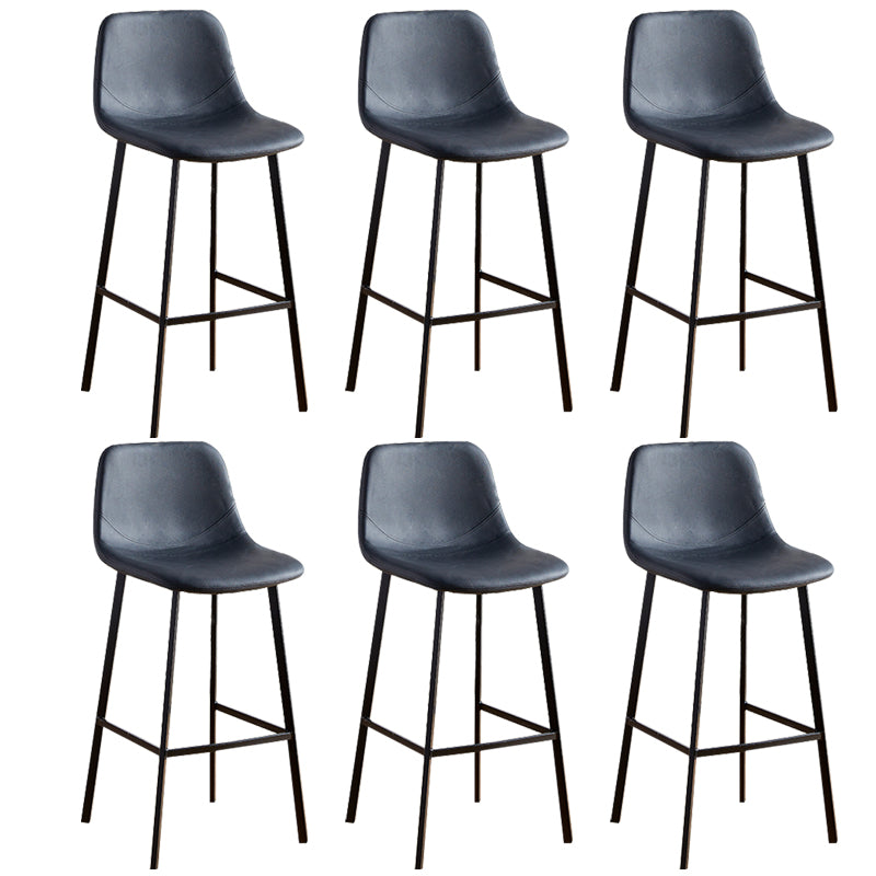 Faux Leather Armless Counter Stool Modern Style Low Back Bar Stool for Indoor