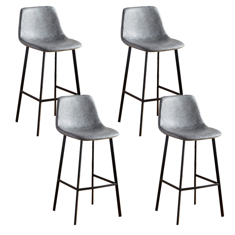 Faux Leather Armless Counter Stool Modern Style Low Back Bar Stool for Indoor