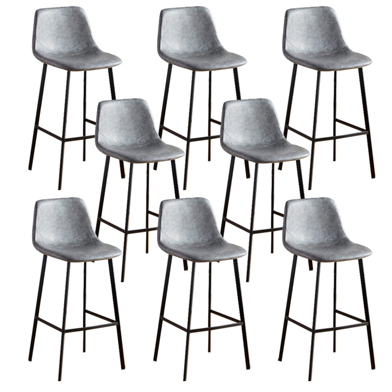 Faux Leather Armless Counter Stool Modern Style Low Back Bar Stool for Indoor