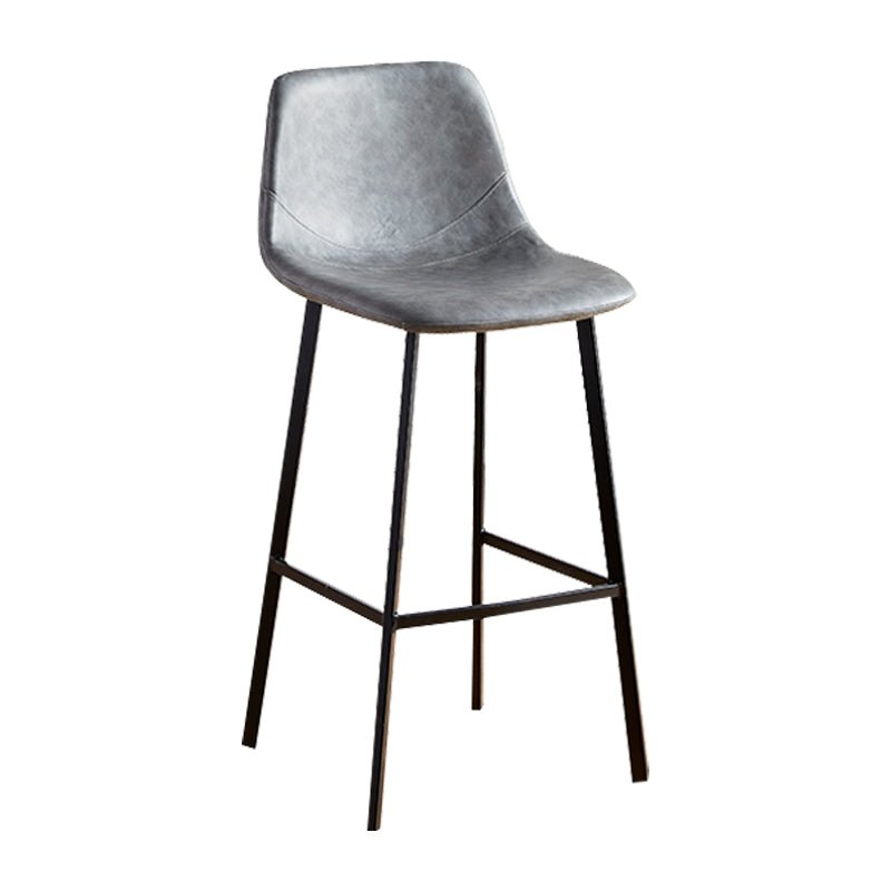 Faux Leather Armless Counter Stool Modern Style Low Back Bar Stool for Indoor