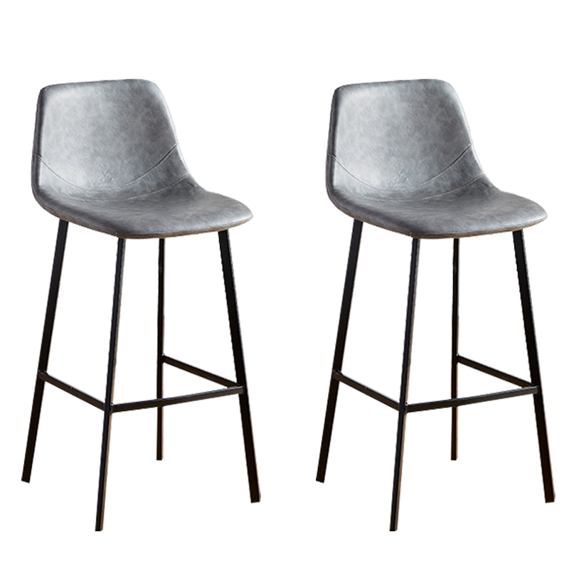 Faux Leather Armless Counter Stool Modern Style Low Back Bar Stool for Indoor