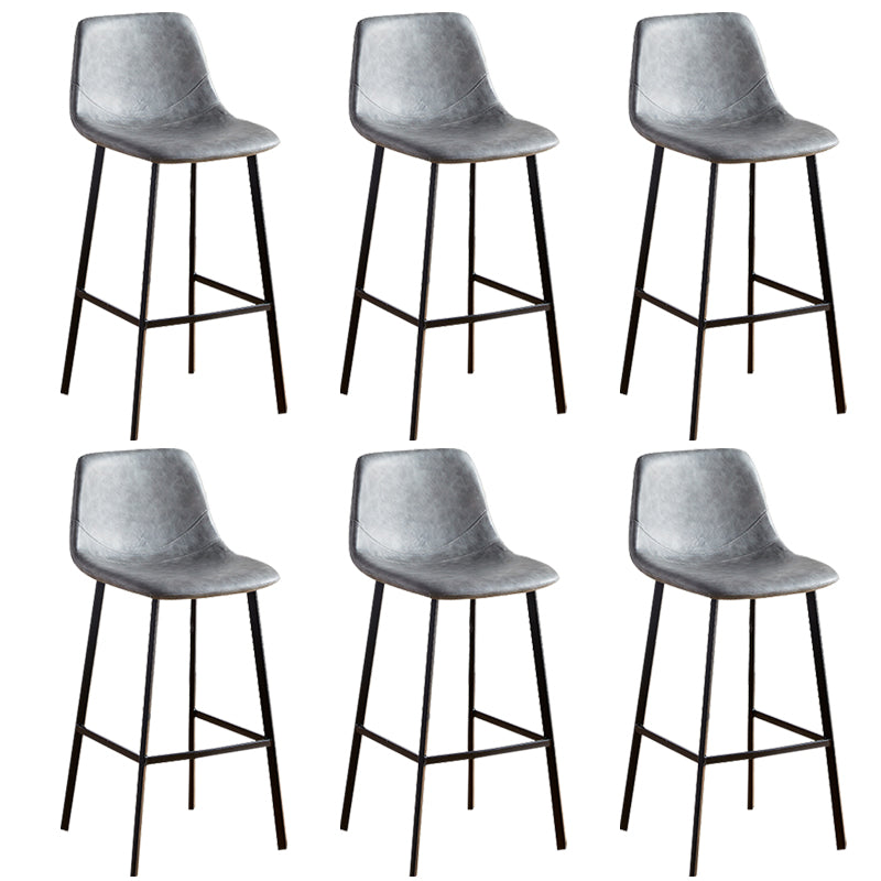Faux Leather Armless Counter Stool Modern Style Low Back Bar Stool for Indoor