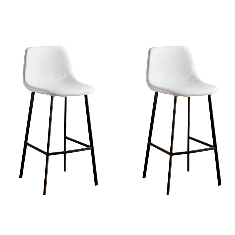 Faux Leather Armless Counter Stool Modern Style Low Back Bar Stool for Indoor
