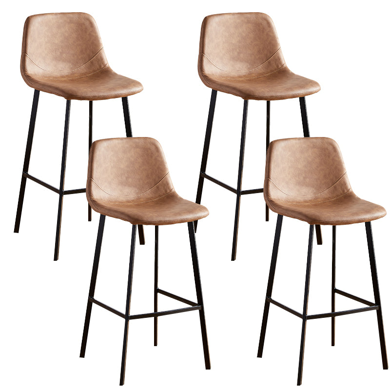 Faux Leather Armless Counter Stool Modern Style Low Back Bar Stool for Indoor