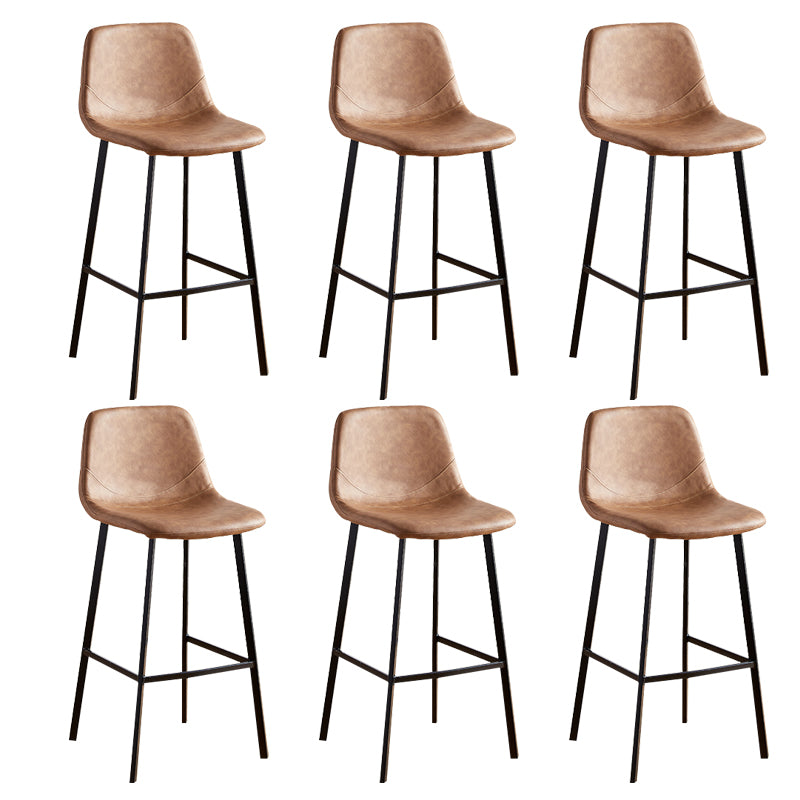 Faux Leather Armless Counter Stool Modern Style Low Back Bar Stool for Indoor