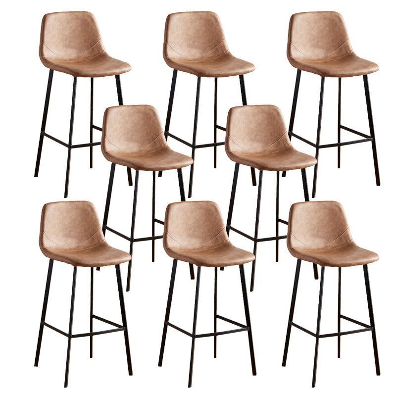 Faux Leather Armless Counter Stool Modern Style Low Back Bar Stool for Indoor